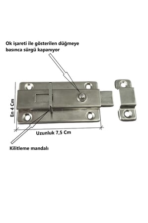 Paslanmaz Çelik Otomatik Sürgü Güvenlik Kapı Sürgüsü 7,5 Cm