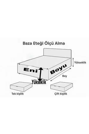 Çift Kişilik Siyah Şeritli Beyaz Pamuklu Baza Eteği