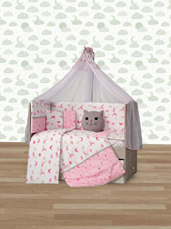 TUGU HOME&BABY HİLAL  PAMUKLU 9 PARÇA 60x120 cm BEBEK BEŞİK UYKU SETİ,BEBEK BEŞİK UYKU TAKIMI,ANNE YANI ORGANİK UYKU SETİ