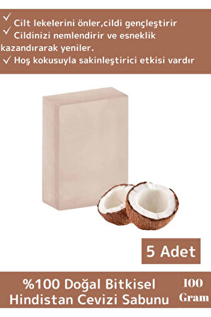 %100 Organik Özel Üretim Bitkisel Güzel Kokulu El Yüz Cilt Vücut Hindistan Cevizi Sabunu 3 Adet