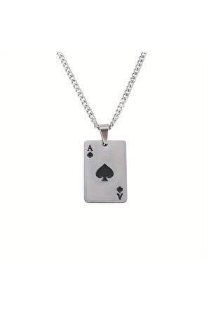 Şans Getiren Kupa Ası Kolye - Hip Hop Tarzı Aşk Sembolü Takı Tarz Kolye Poker Sever Şans Kolyesi
