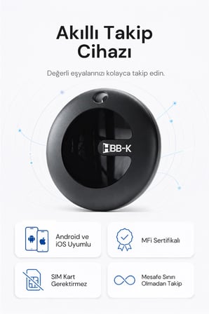 Hi Tag Android Ve İos Uyumlu Akıllı Takip Cihazı(Siyah)