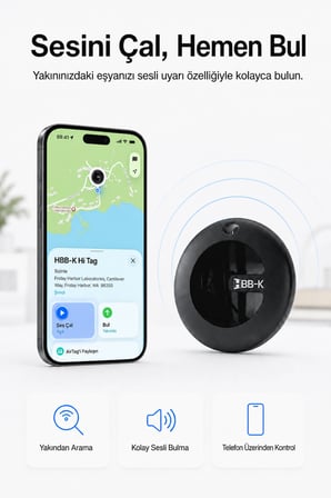 Hi Tag Android Ve İos Uyumlu Akıllı Takip Cihazı(Siyah)