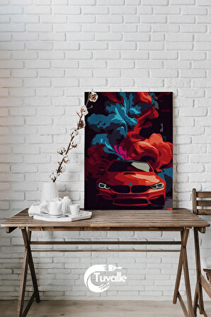 Hız ve Alev Sayılarla Boyama Seti, Hobi Seti, 40X50 Tablo, Fırça Boya, Numaralı Tuval
