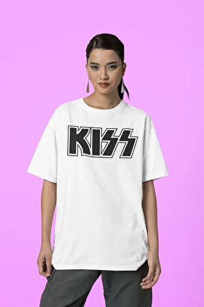 Rock Metal Müzik Grubu Kiss Yazılı Oversize Unisex Tişört
