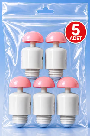 Depolu Sabunluk Musluk Başlıkları - Butonlu Musluk 5'Li Paket - Pembe