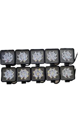 Point Off Road Gündüz Farı 9 Led Kare Çalışma Lambası 27 Watt 10 Adet