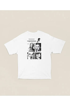 Reputation Taylor Swift Şarkıcı Baskılı Unisex Tasarım Tişört, Oversize Tişört