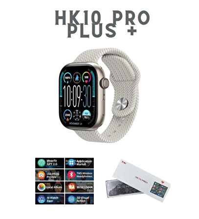 Watch 10 Series HK10 Pro+ Plus Amoled G-Sensör Akıllı Saat Çift Kordon Yapay Zeka Kulaklık Eşleme