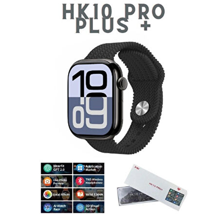 Watch 10 Series HK10 Pro+ Plus Amoled G-Sensör Akıllı Saat Çift Kordon Yapay Zeka Kulaklık Eşleme