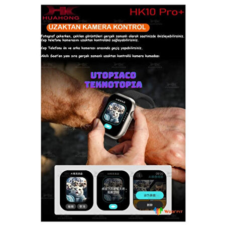 Watch 10 Series HK10 Pro+ Plus Amoled G-Sensör Akıllı Saat Çift Kordon Yapay Zeka Kulaklık Eşleme