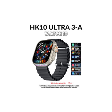 HK10 Ultra 3-A Amoled Ekran Watch 10 Serisi Akıllı Saat Yapay Zeka Bildirim Okuma Çağrı Cevaplama