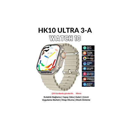 HK10 Ultra 3-A Amoled Ekran Watch 10 Serisi Akıllı Saat Yapay Zeka Bildirim Okuma Çağrı Cevaplama