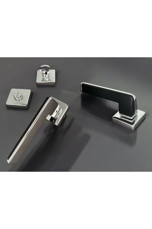 Duo Zamak ZK06 Mat Sitah Krom Kare Rozetli Wc Banyo Kapı Kolu Çift Renk 1 Takım