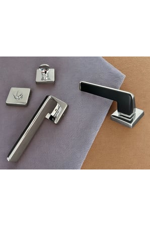 Duo Zamak ZK06 Mat Sitah Krom Kare Rozetli Wc Banyo Kapı Kolu Çift Renk 1 Takım