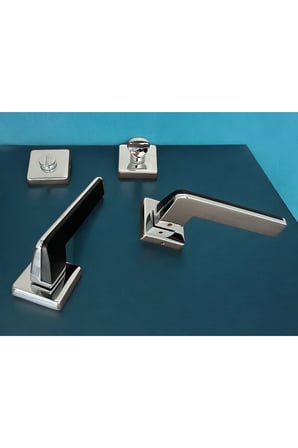 Duo Zamak ZK06 Mat Sitah Krom Kare Rozetli Wc Banyo Kapı Kolu Çift Renk 1 Takım