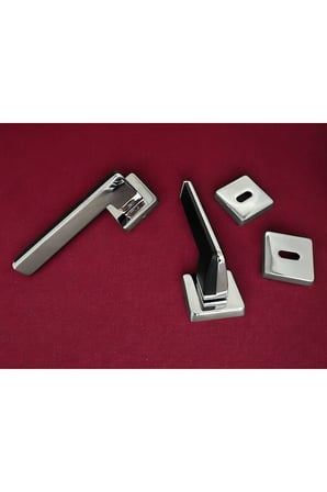 Duo Zamak ZK06 Mat Sitah Krom Kare Rozetli Wc Banyo Kapı Kolu Çift Renk 1 Takım