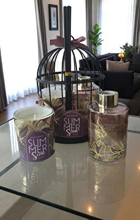 kafesli  kokulu  mumlu oda kokusu set 3 lü gül kokusu