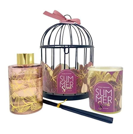 kafesli  kokulu  mumlu oda kokusu set 3 lü gül kokusu