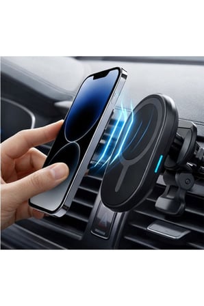Araç İçi MagSafe Telefon Tutucu Güçlü Mıknatıslı 360° Dönebilen Havalandırma Klipsli Model