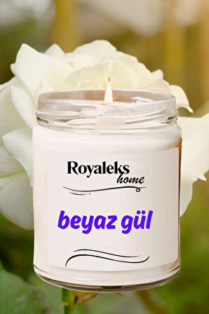 Doğal Özel Seri Kokulu Dekoratif Kavanoz Mum 210 cc - Beyaz Gül - RYL