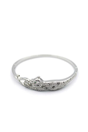 Zirkon Leopar Bilezik - Gümüş