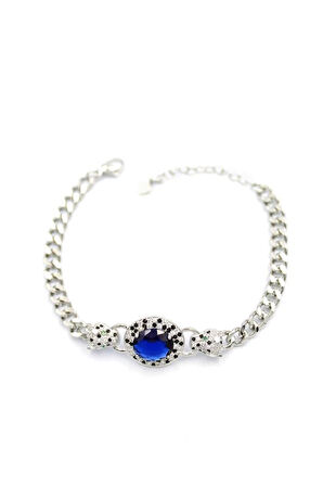 Zirkon Taşlı Leopar Bileklik - Gümüş