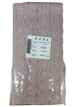 Dantel Polyester Sanal Tül Bant Y.Pudra 14,30 Metre En 3 cm ON-1538-PU