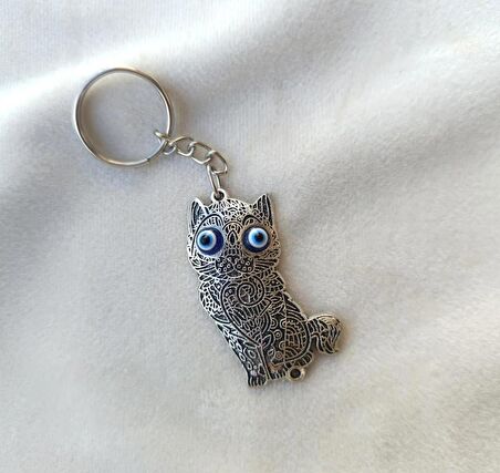 Anahtarlık Kedi Yüzük Kötü Göz Kovucu Nazar Boncuklu Araba Çanta Cüzdan Süsü