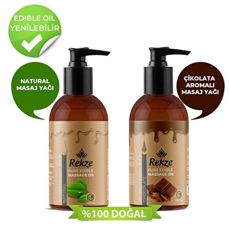 Rekze Çikolata Ve Natural Aromalı Vücut Masaj Yağı 2 Adet 120 ml