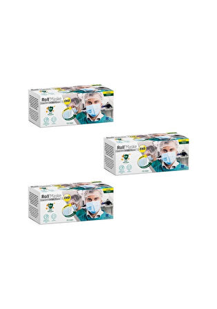Roll Cerrahi Maske 3 Katlı Telli Eko 3 Paket 150 Adet