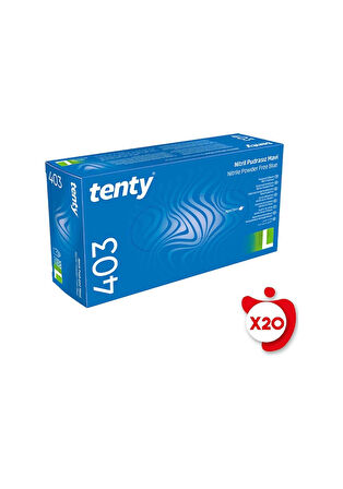 Tenty 403 Pudrasız Nitril Eldiven L Beden Mavi 100'lü 20 Paket
