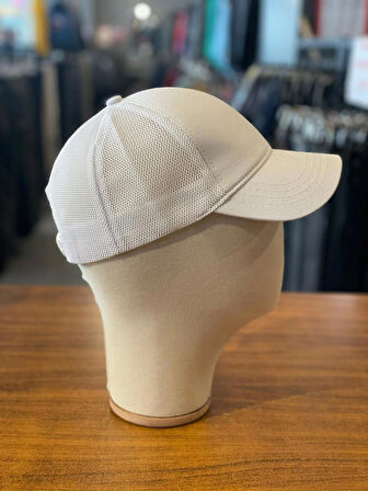 Beyaz Renk Fileli Unisex Pamuklu Basic Cap Şapka