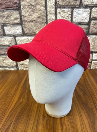 Kırmızı Düz Basic Sade Unisex Baseball Fileli Yazlık Cap Şapka