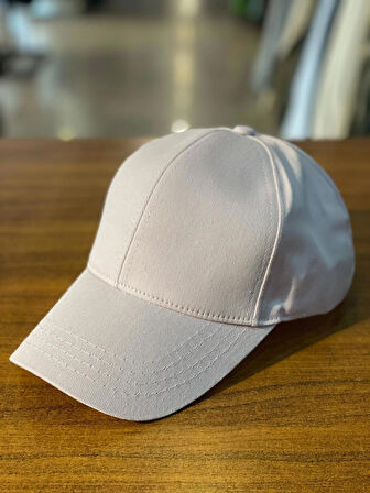 Pudra Renk Pamuklu Basic Düz Model Unisex Cap Şapka