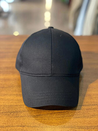 Siyah Renk Pamuklu Basic Düz Model Unisex Cap Şapka