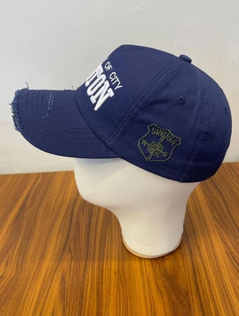 Boston Nakışlı Eskitme Lacivert Renk Unisex Cap Şapka