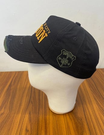 Boston Nakışlı Yıpranmış Siyah Renk Unisex Cap Şapka