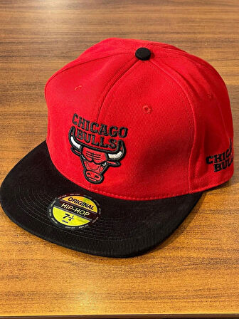 Chicago Bulls Kırmızı Siyah Hiphop Snapback Rapper Basket Cap Şapka
