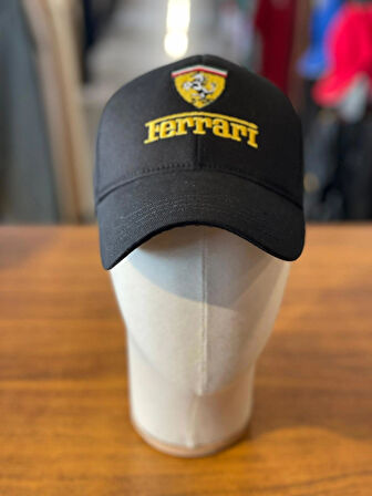 Ferrari Nakış Siyah Renk Unisex Pamuklu Cap Şapka