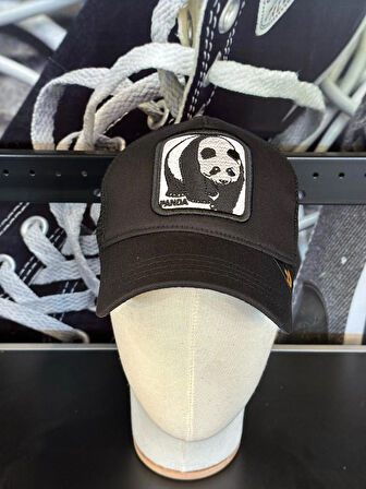 Gorin Model Panda Figür Siyah Renk Fileli Cap Şapka