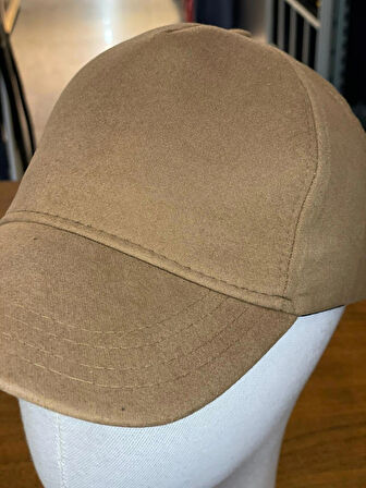 Kaşe Kumaş Camel Renk Kışlık Cap Şapka