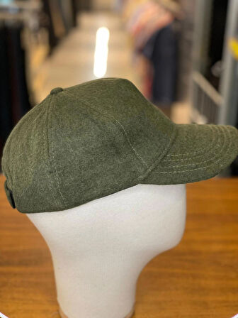 Kaşe Kumaş Haki Renk Kışlık Cap Şapka