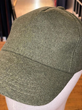 Kaşe Kumaş Haki Renk Kışlık Cap Şapka