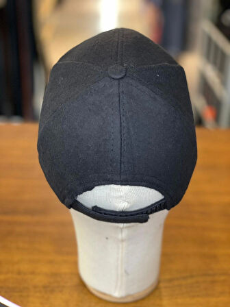 Kaşe Kumaş Siyah Renk Kışlık Cap Şapka