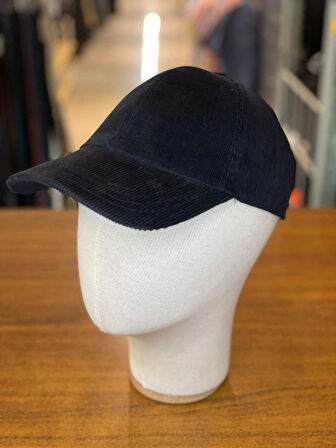 Kadife Kumaş Lacivert Renk Cap Şapka
