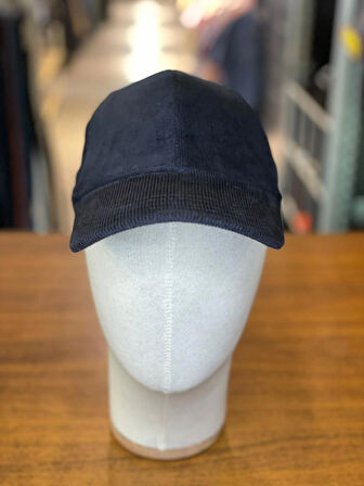 Kadife Kumaş Lacivert Renk Cap Şapka