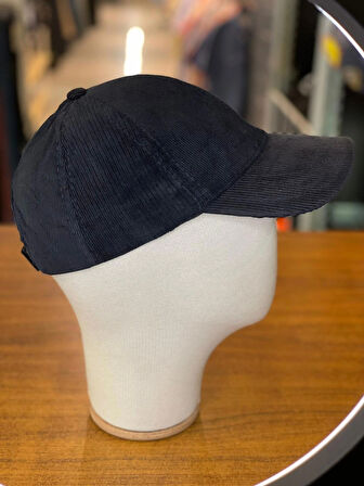 Kadife Kumaş Lacivert Renk Cap Şapka