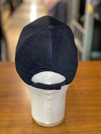 Kadife Kumaş Lacivert Renk Cap Şapka