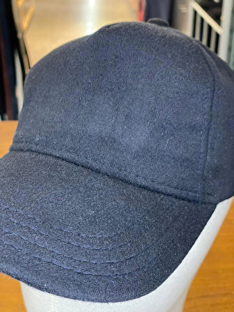 Kaşe Kumaş Lacivert Renk Kışlık Cap Şapka